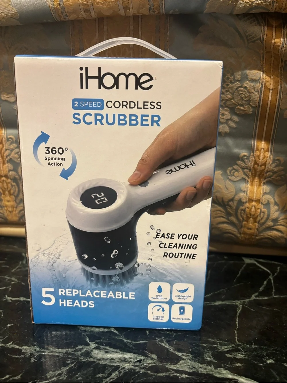 iHome Cordless Scrubber in Blue and White